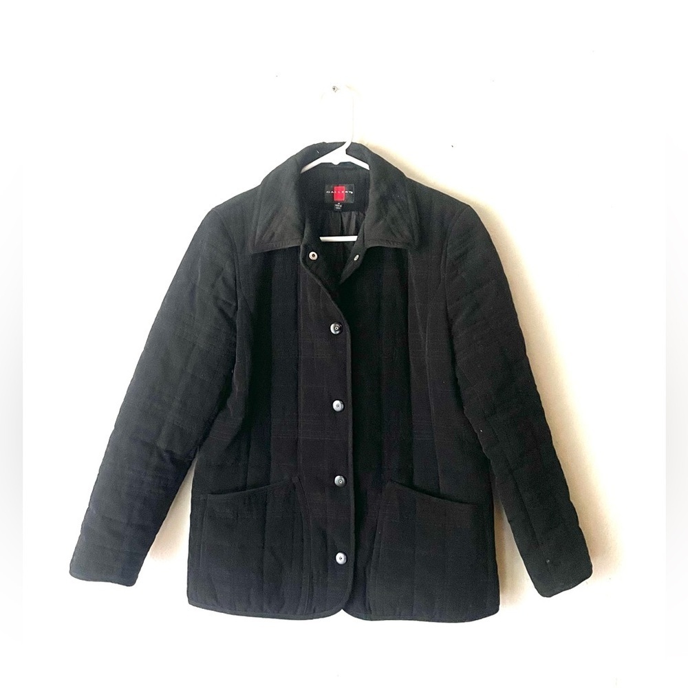 Women's Black Quilted Fall Winter Jacket by Gallery Size Medium